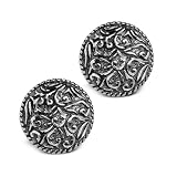 Sterling Silver Round Diamond Cut Clip Earrings