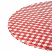 Kwik-Cover 36-RW 36'' Round Kwik-Cover- Red Gingham Fitted Table Cover (4 Bags of 25)
