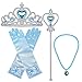 Orgrimmar Princess Dress up Accessories Elsa Gloves Tiara Crown Wand Necklaces for Kids (Blue)