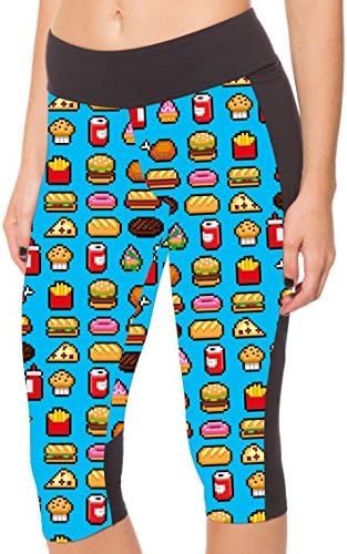 Womens Ice Cream Digital Print Active Workout Yoga Running Leggings Blue 2XL
