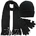 Ribbed Knit Men's 3 Piece Hat Scarf & Texting Gloves Set