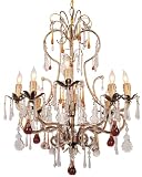 Crystorama Venice 4708-GL Murano Glass 8LT 480w (28H x 24W) Chandelier Lighting in Gold Leaf
