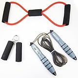 GSI Electronic Jump Rope, Hand Grip Exerciser, and Chest Expender Band Exercise Pack