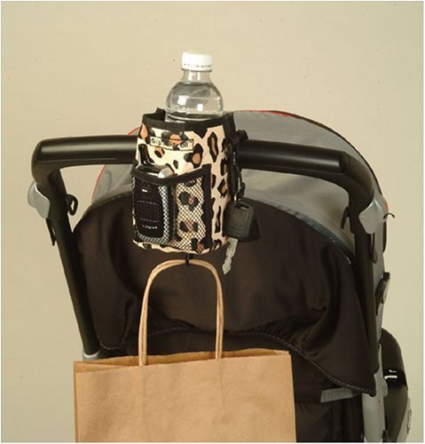 Sip & Stroll -Insulated Stroller Cup Holder - Cell Phone Holder - Leopard Print