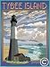 Tybee Island Lighthouse-Art Deco Style Vintage Travel Poster-by Aurelio Grisanty