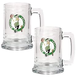 Boston Celtics NBA 2pc 15oz Glass Tankard Set - Primary Logo by Great American Products