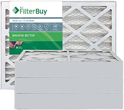 FilterBuy 14x24x4 MERV 13 Pleated AC Furnace Air Filter, (Pack of 4 Filters), 14x24x4 – Platinum