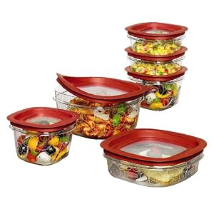 Rubbermaid FG7J11TRCHILI 12-Piece New Premier Food Storage Container Set by