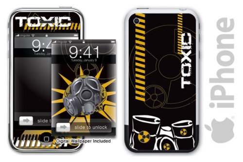 New Apple iPhone 2g, 3g, 3gs Designer Skin Sticker With Matching Digital Wallpaper - Toxicity - Black