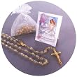 Quincaenera Gift Card with Gold Plated Rosary in White Gift Package