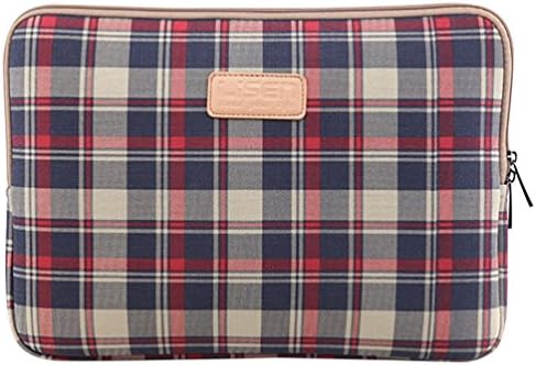 Linbia Unisex Classic Plaid Computer Bag Canvas Tablet Sleeve 11.6/12/13/14/15 Inch DBlueS