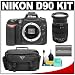 Nikon D90 Digital SLR Camera & 18-200mm HSM Optical Stabilizer Zoom Lens + Case + Nikon EN-EL3e Battery + Cleaning Kit