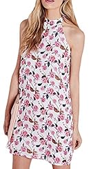 Sexy A-line Halter Off the Shoulder Sleeveless Floral Print Club Dress/Wedding Party Dress/Mini Dress 