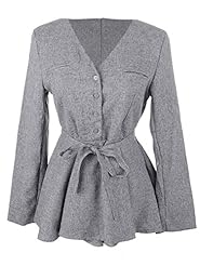 V-neck Long Sleeves Slit Skater Dress  With a Sash 