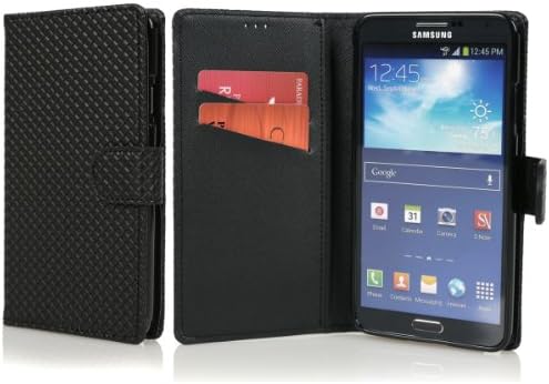 MISOZO Veneta Pattern PU Leather Wallet Case for Samsung Galaxy Note 3 III - Black