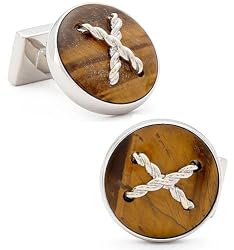 Tiger's Eye Button Cufflinks