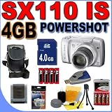 cheap Canon Powershot SX110 IS 9.0MP 10x Optical Zoom Digital Camera (Silver) SX110IS 2666B001 4GB SDHC Memory Card - Rechargeable NiMH Batteries Plus Rapid Charger - BigVALUEInc Accessory Saver Bundle + MORE