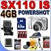 Canon Powershot SX110 IS 9.0MP 10x Optical Zoom Digital Camera (Silver) SX110IS 2666B001 4GB SDHC Memory Card - Rechargeable NiMH Batteries Plus Rapid Charger - BigVALUEInc Accessory Saver Bundle + MORE