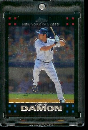 2007 Topps Chrome #86 Johnny Damon New York Yankees Baseball Card - Mint Condition - Shipped In Protective Display Case !