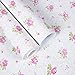 REDODECO Pretty Rose Flowers Paper Shelf Liner Peel & Stick Dresser Drawer Sticker Wallpaper 17.7inch by 16.5ft (White-Rose)