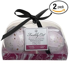 Upper Canada Soap & Candle  Blossom Bath Burst Set Lavender & Citron, Two 6-Ounce Fizzies (Pack of 2)