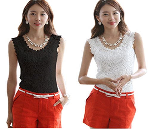 【ARINCO】 レース エガント Vネック タンクトップ レディース インナー 春 ブラック ホワイト S M L XL XXL