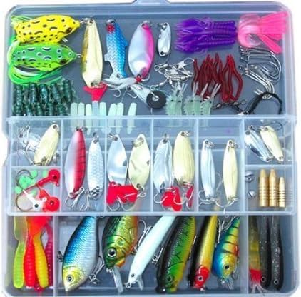 IsPerfect Fishing Lures ,Include Bass Trout , Vivid Spinner Baits,Serrated Knife, Topwater Frog Lures,Spoon Lures,Crankbaits Lures, Soft Plastic Lures, Tackle Box And More