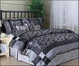 Nanshing Apria Queen 7-Piece Jacquard Comforter Set, Black