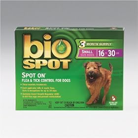 Bio Spot SPOT ON Flea and Tick Control for Dogs 16-30 lbs , 3 pack