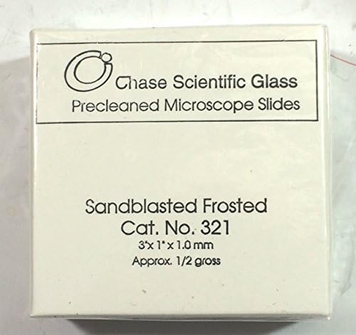 25 Gross - Chase Scientific Glass Precleaned Microsope Slides - Sandblasted Frosted Ends #321 3"x1"x1.0mm (Shipped as 50 half gross packs)