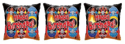 3 Skateboard Happy Birthday Mylar Balloons