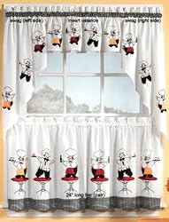 Cheers Chef Insert Valance Kitchen Curtains
