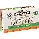 Crown Prince Natural Smoked Oysters in Pure Olive Oil, 3-Ounce Cans (Pack of 18)