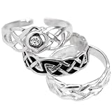 Sterling Silver Celtic Style Toe Ring Set of 3