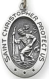 St. Christopher Sterling Silver Medal with 20 inch Steel Necklace Chain