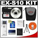 Casio Exilim EX-S10 (Black) Digital Camera with 4GB SDHC Memory Card + NP-60 Battery + Case + Cameta Bonus Accessory Kit