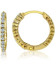 Prongs Diamond Huggie Hoop Earrings 14K Yellow Gold (1/4cttw, SI Clarity, H Color)
