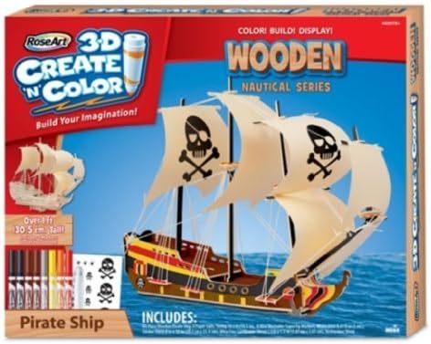 RoseArt 3-D Create N Color Wooden Pirate Ship by MEGA Brands International