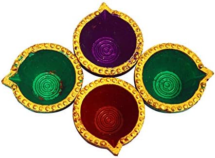 Sanskrite India Traditional Terracotta Diwali Diya Set Of 12 With Cotton Wicks Diwali Festival Décor