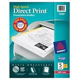 (Price/BX)Direct Print Presentation Dividers,5 Tabs,White,24 Sets/BX