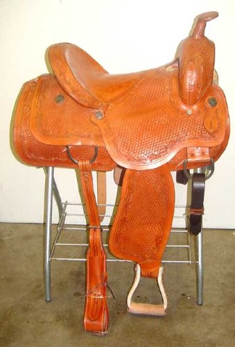 16 Chestnut OLD TIMER Western Saddle- Hardwood Tree - Steer Head Conchos - Hand Tooled