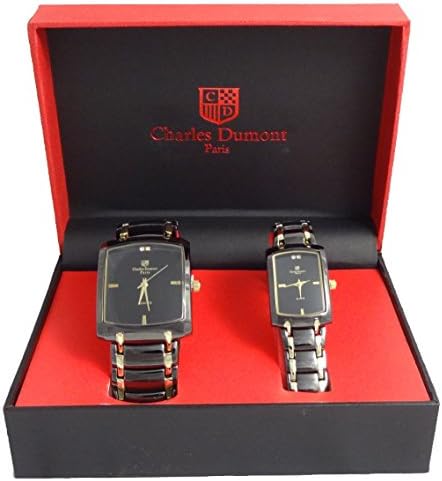 Charles Dumont Paris His & her Gift Set Black & Gold Two Tone Alloy Metal Case