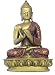 Nepali Buddha Statue, Turning the Wheel of the Dharma, Red & Gold