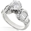One of a Kind 2-7/8ctw Round & Baguette Diamond Ring in 18kt White Gold