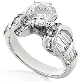 Search : One of a Kind 2-4/5ctw Round & Baguette Diamond Ring in 18kt White Gold