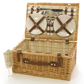 4 Person Wicker Picnic Hamper Beige