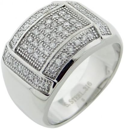Size 12 Men's Iced Out Micro Pave Stainless Steel Ring