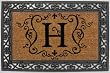 Monogram Coir Doormat Insert with Rubber Base Frame - H
