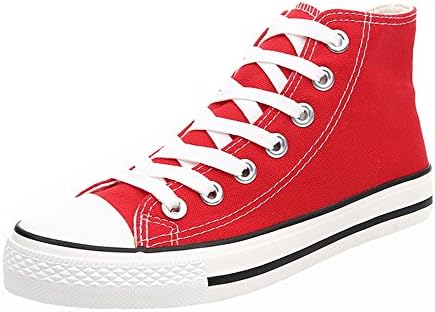 Popuus Men's Trendy High Top Canvas Sneakers Red 9 D(M) US