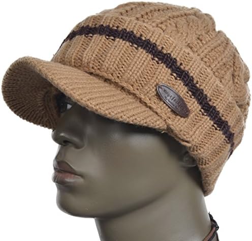 Zero Seven Mens Knit Cable Newsboy Cap Cadet Cabbie Skull Hat U07B5042 (YD-Brown)